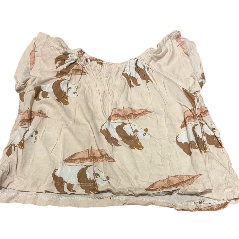 ❤️5/$25❤️ Milkbarn Cream Short Sleeve Whimsical Panda Blouse